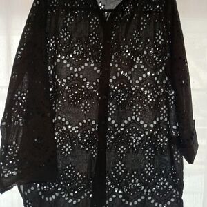 Rachel Zoe Black Eyelet Lace Top